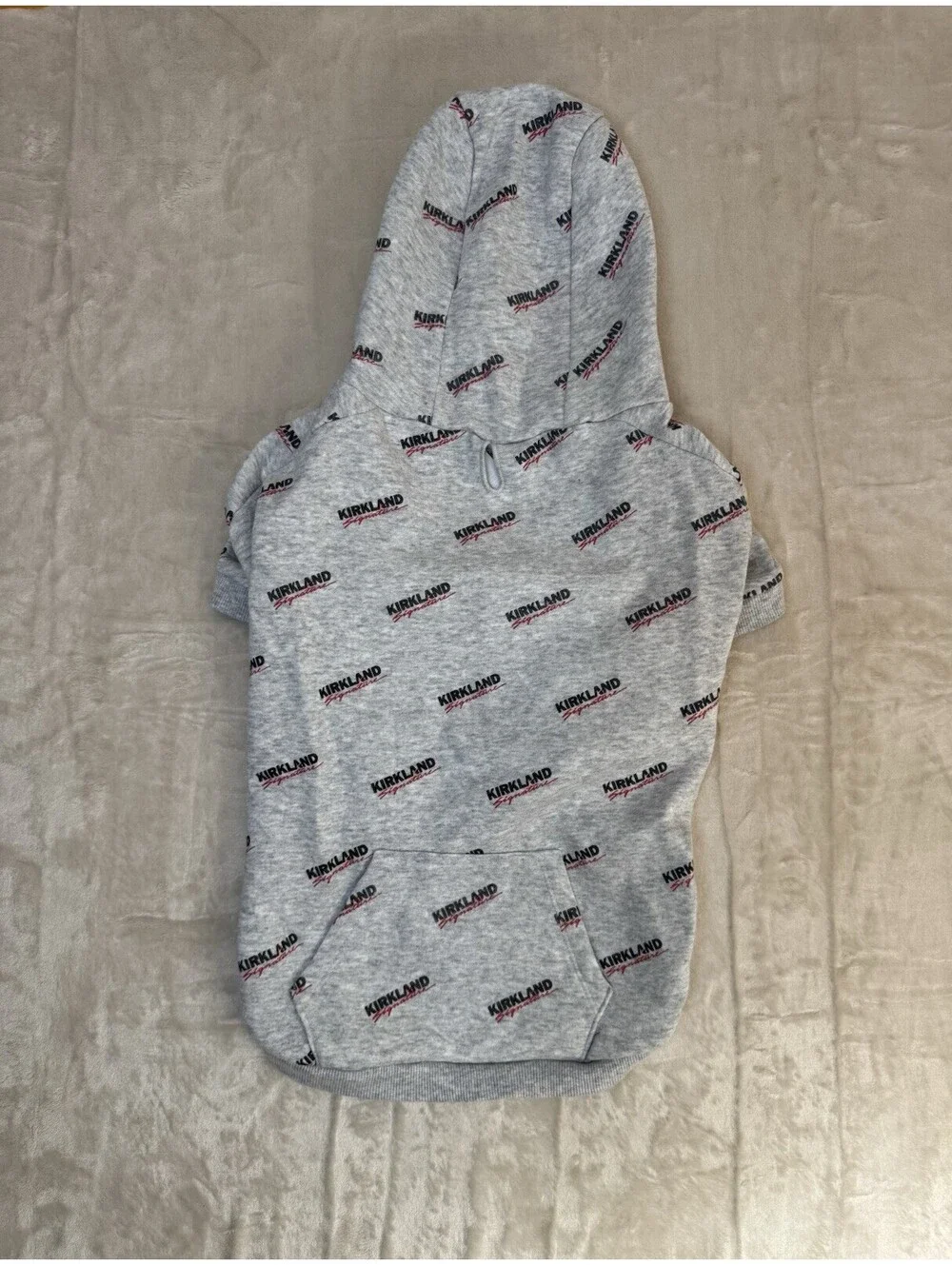 Kirkland Signature Dog Hoodie Gray Logo Print Costco Brand Pet Hoodie Size L